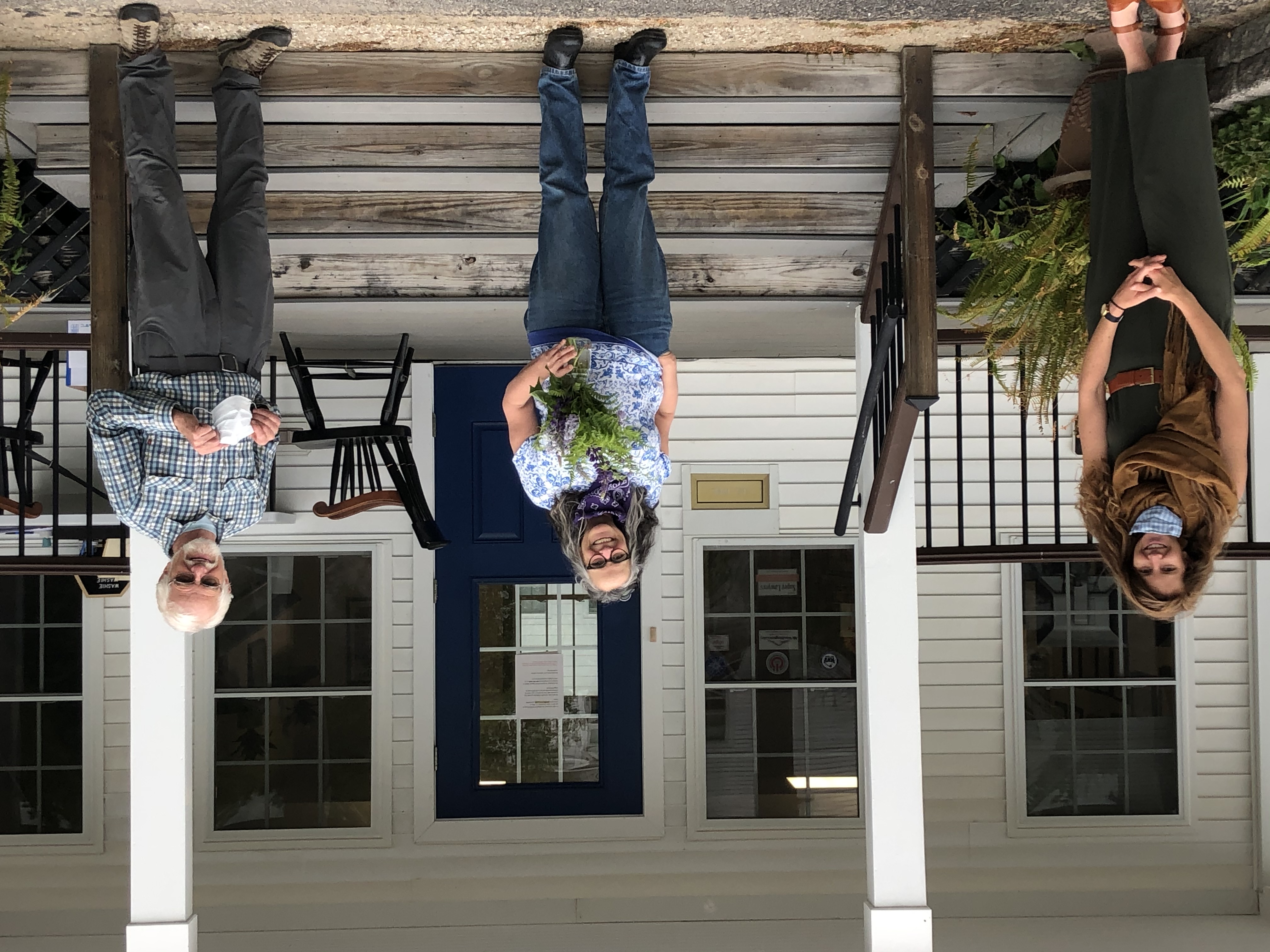 Socially-distanced closing for World Fellowship Center, Pictured L to R- Abby King, USVLT Conservation Lands Manager, Andrea Walsh, WFC Co-Director, and Doug Burnell, USVLT President